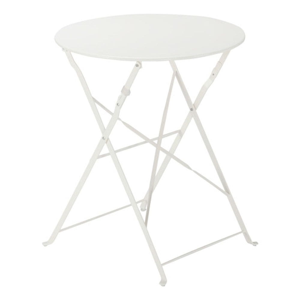 Mesa Dobravel Redonda Jardim Varanda 60x60cm Em Aco Branco