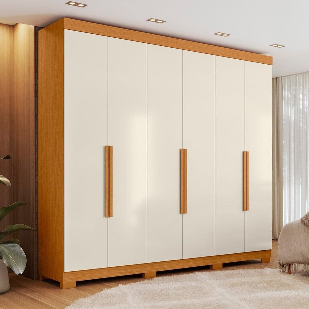 Guarda-roupa de Casal 6 Portas Vinci Cinamomo / Off White