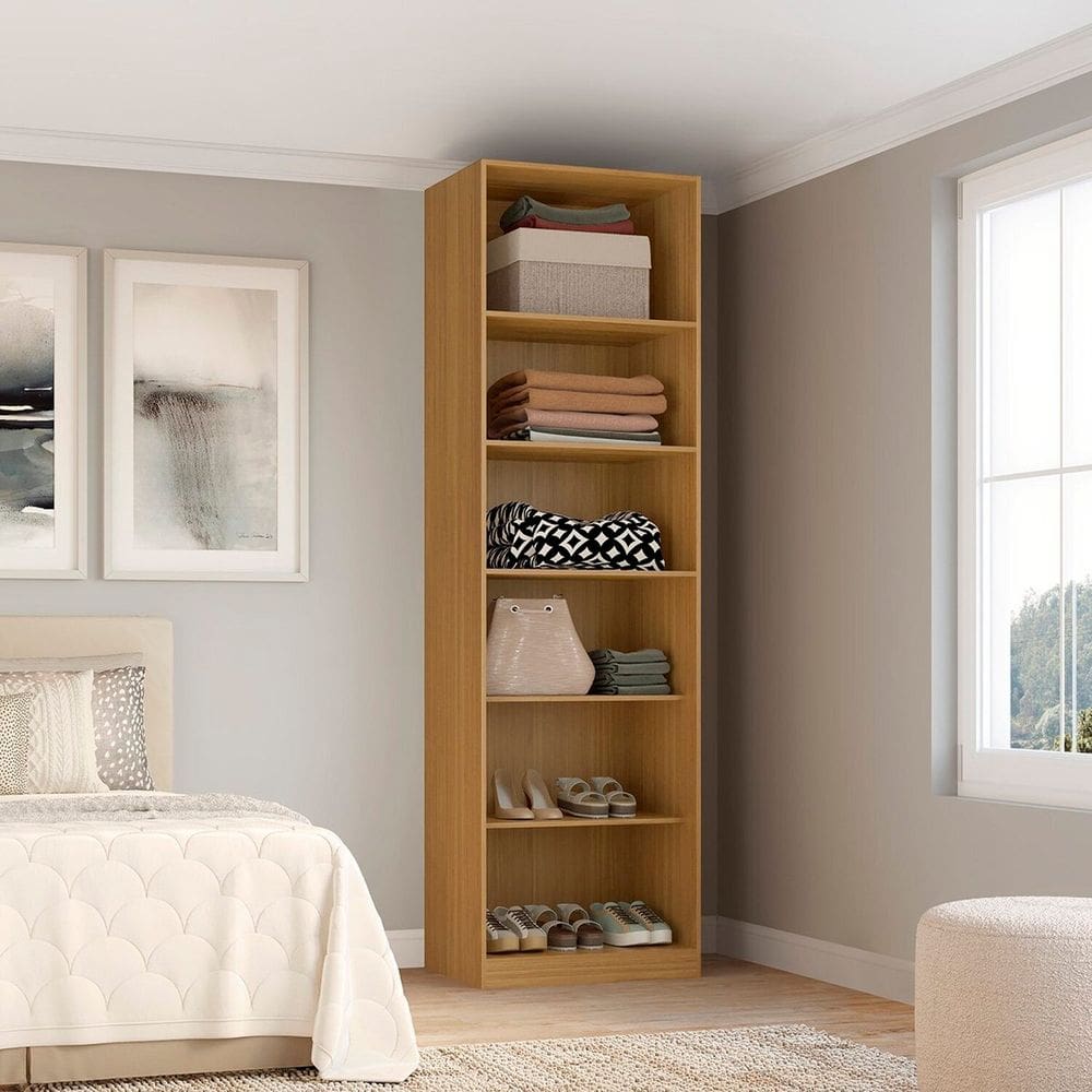 Módulo Closet sem Portas com Prateleiras e Cabideiros 70cm Altezza Freijó