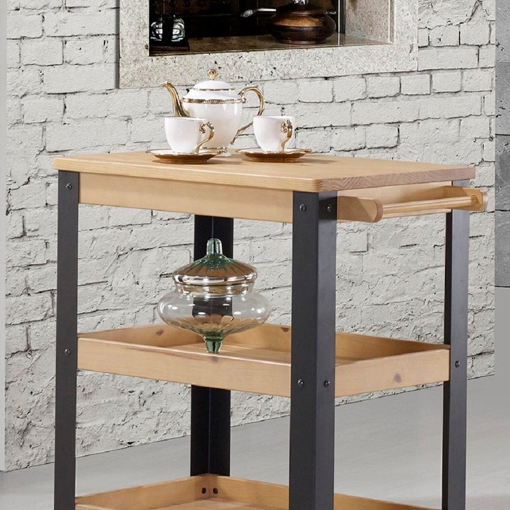Mesa de Apoio Menor com Rodízios Angus Carvalho/Preto Fosco
