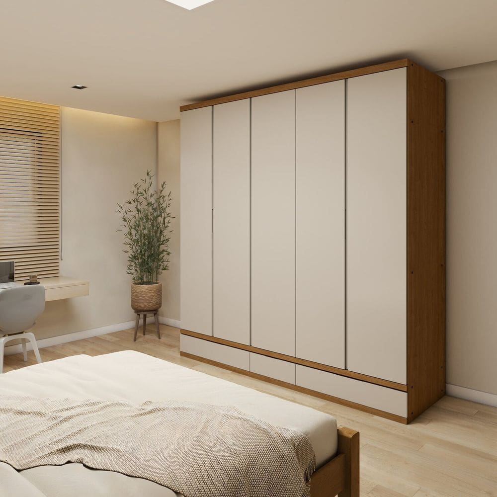 Guarda-roupa 5 Portas 100% Mdf Urbano Cedro/Off White
