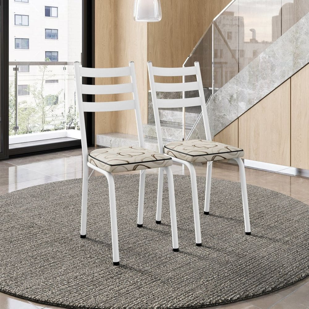 Conjunto com 2 Cadeiras para Cozinha Europa Branco/ Madeira Cedro