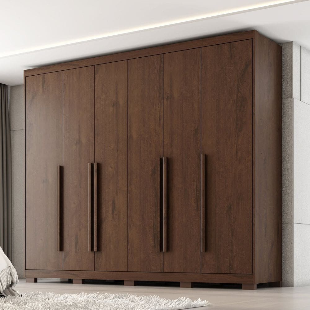 Guarda-roupa Mdf 6 Portas 6 Gavetas Platinium Jacarandá
