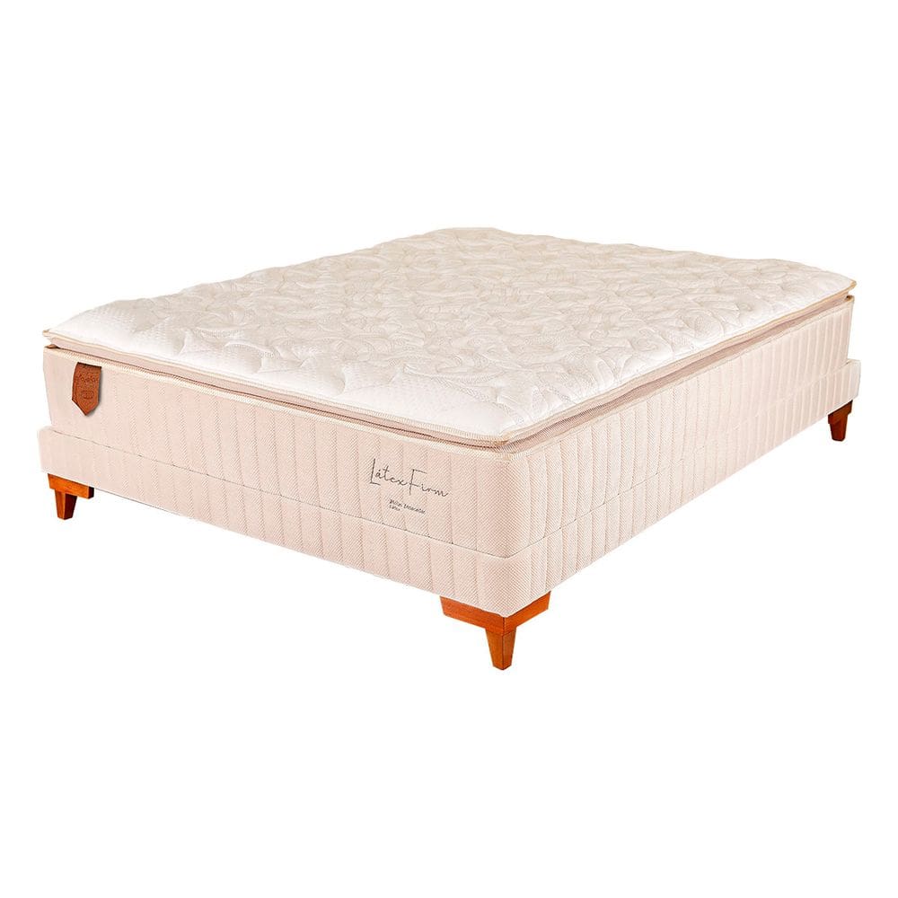 Cama Box Queen Size (box + Colchão) 158x198x73 Prorelax Látex Firm Pillow Top com Látex - Bege