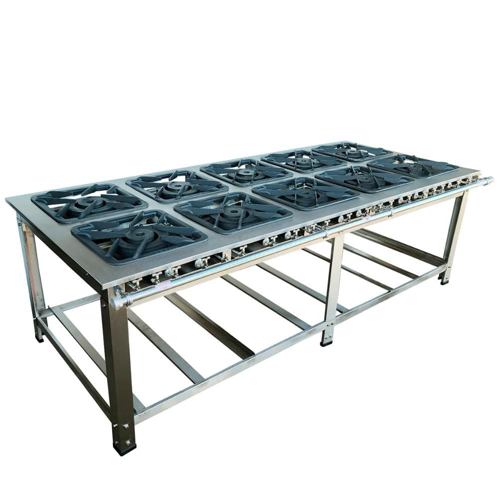 Fogão Industrial 10 Bocas Duplas Cefaz Linha Diamond Inox 430 Baixa Pressão I430 - CFZD-062