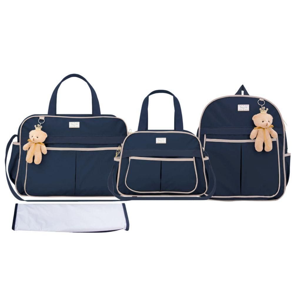 Kit Bolsas Maternidade Espera Feliz Luxo Hope Azul Marinho