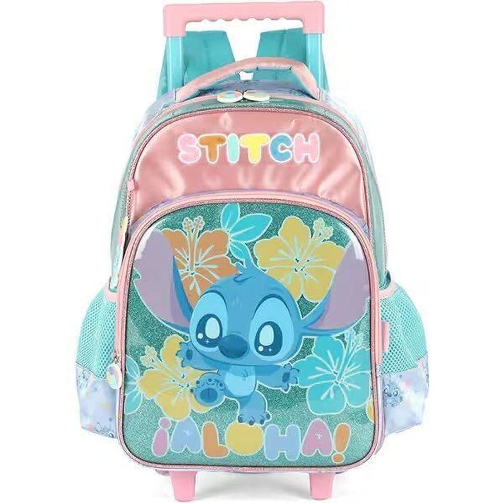 Mochila Carrinho Grande Stitch Turquesa