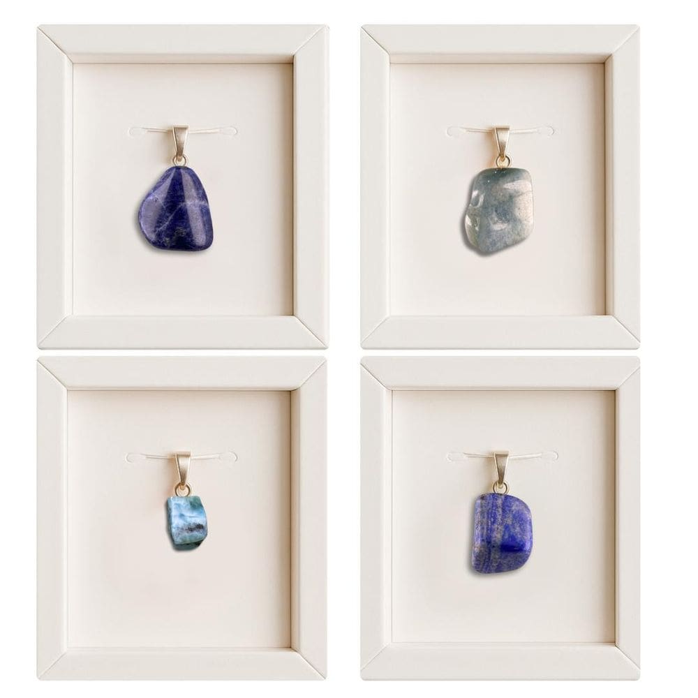 Kit 4 Pingentes: Sodalita Água-Marinha Larimar Lápis-Lazúli