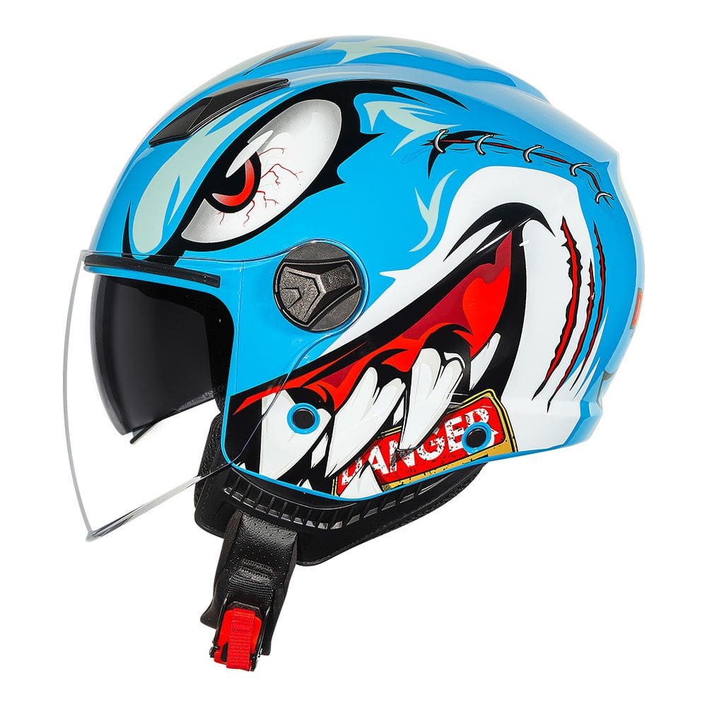 Capacete Norisk Orion Sv Danger Azul Aberto Com Oculos