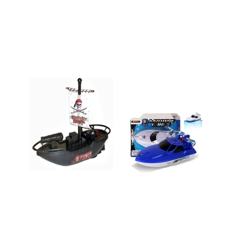 Brinquedo Barco Pirata C/ Motor E Lancha Policial Marine