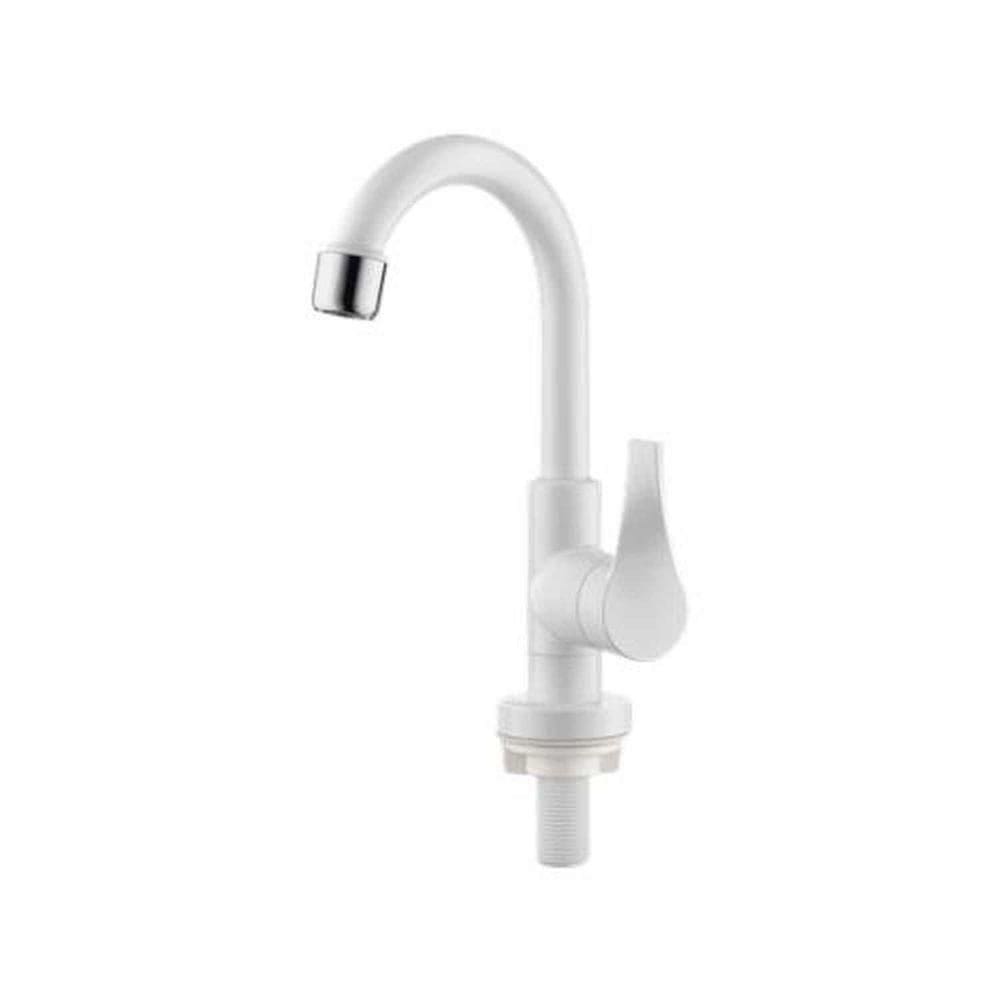 Torneira Lavatório Bica Alta Branca Abs Cromada - Vedante Cerâmica