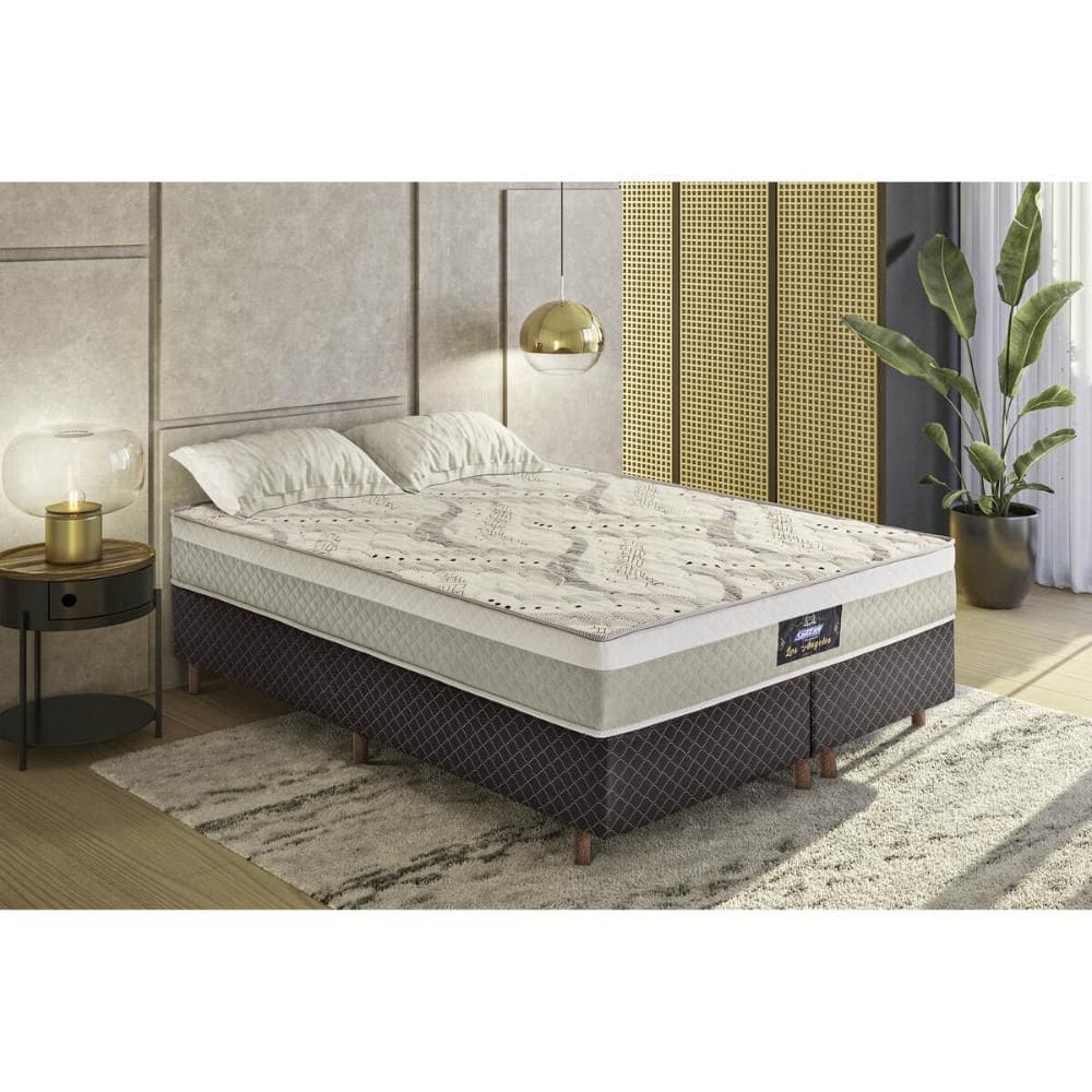 Cama Box Conjugado Queen com Colchão (158x62x198) Los Angeles Gazin CR35327
