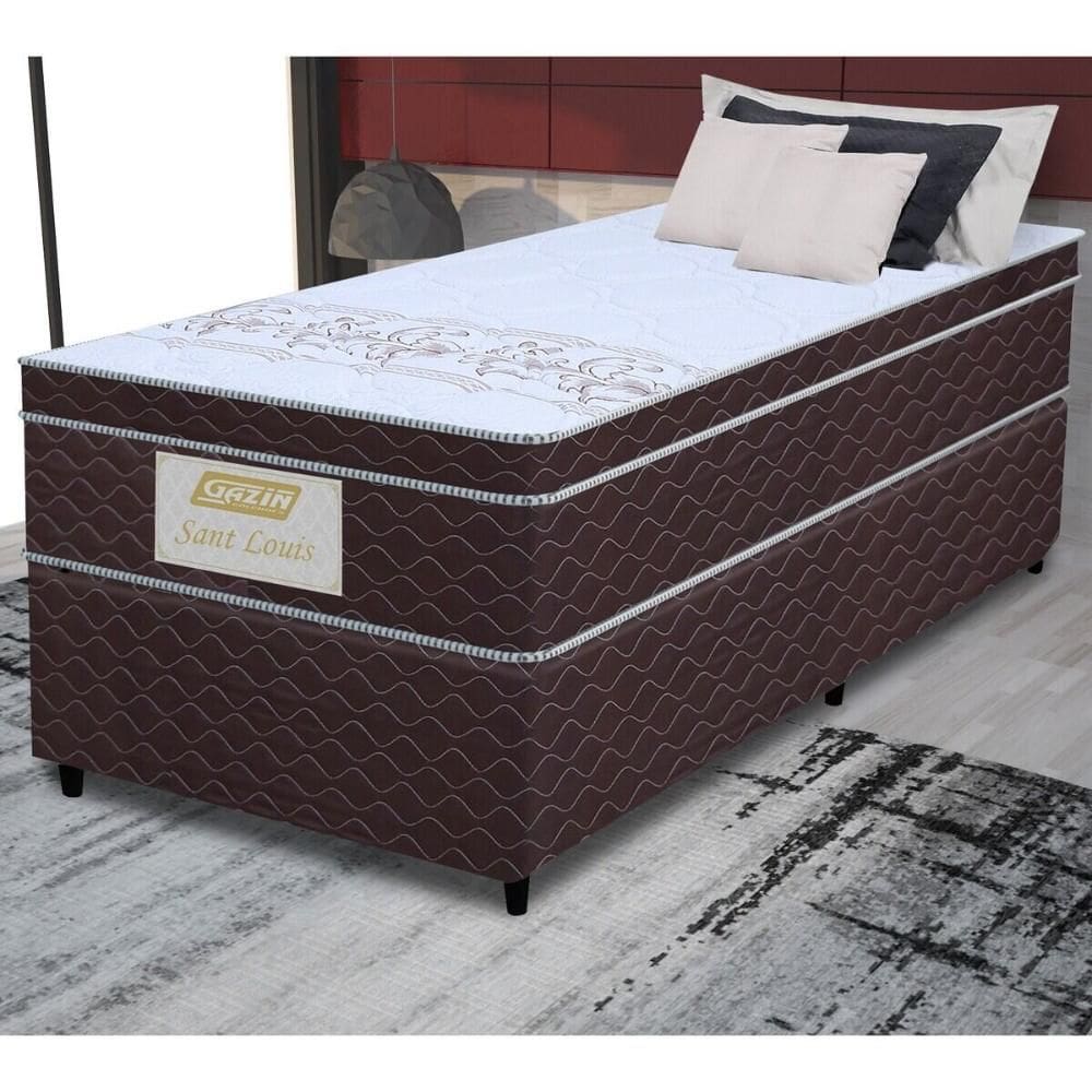 Cama Box Conjugado Solteiro com Colchão (88x71x188) Saint Louis Gazin CR35370 Marrom