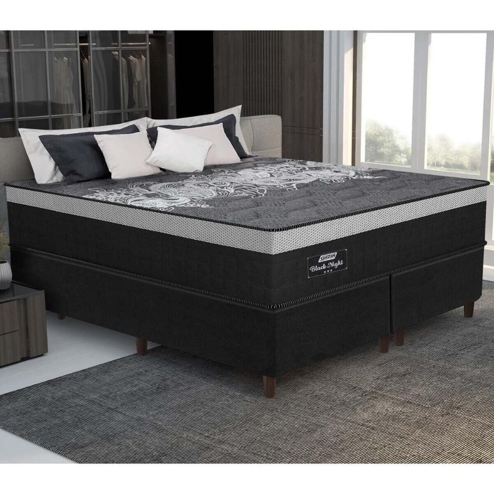 Cama Box Conjugado King com Colchão (193x72x203) Black Night Gazin CR35354