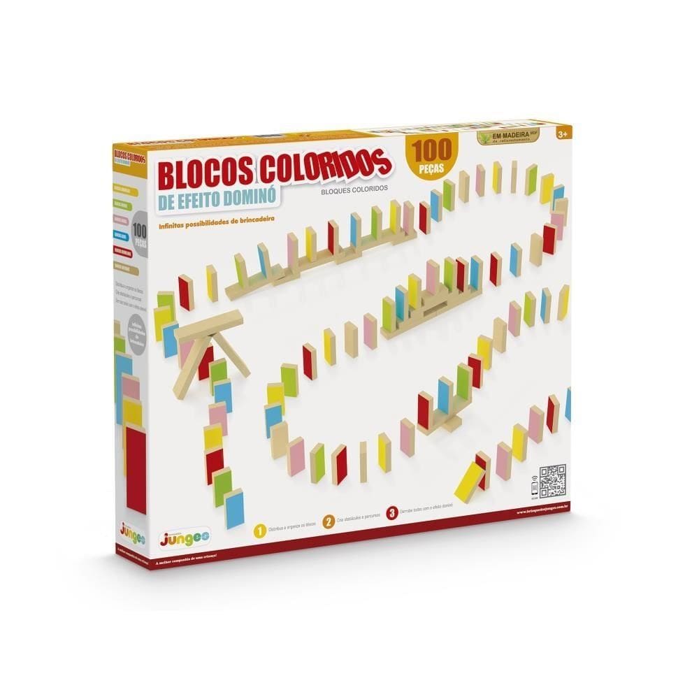 Jogo Blocos Coloridos 100 Peças - Junges