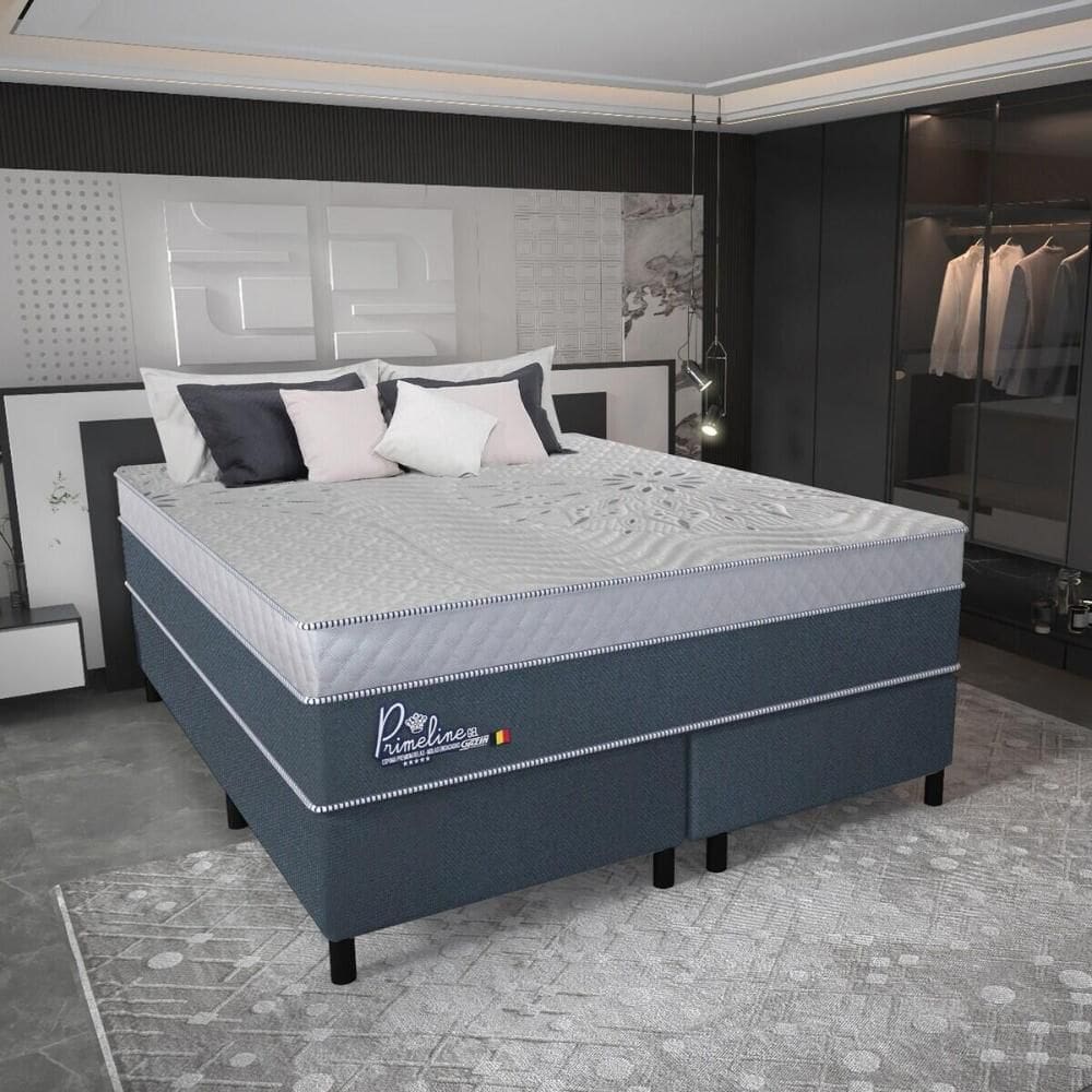 Cama Box Conjugado Queen com Colchão (158x72x198) Primeline Gel Gazin CR35343