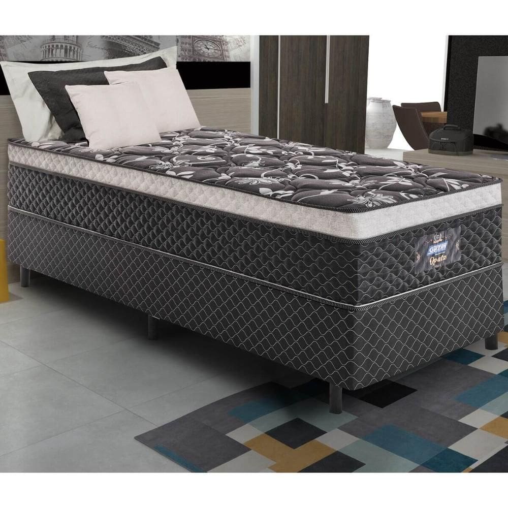 Cama Box Conjugado Solteiro com Colchão (88x71x188) Opala Gazin CR35330 Preto