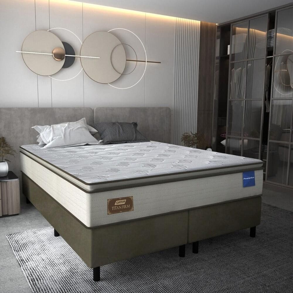 Cama Box Conjugado Queen com Colchão (158x66x198) Titan Firm Gazin CR35317
