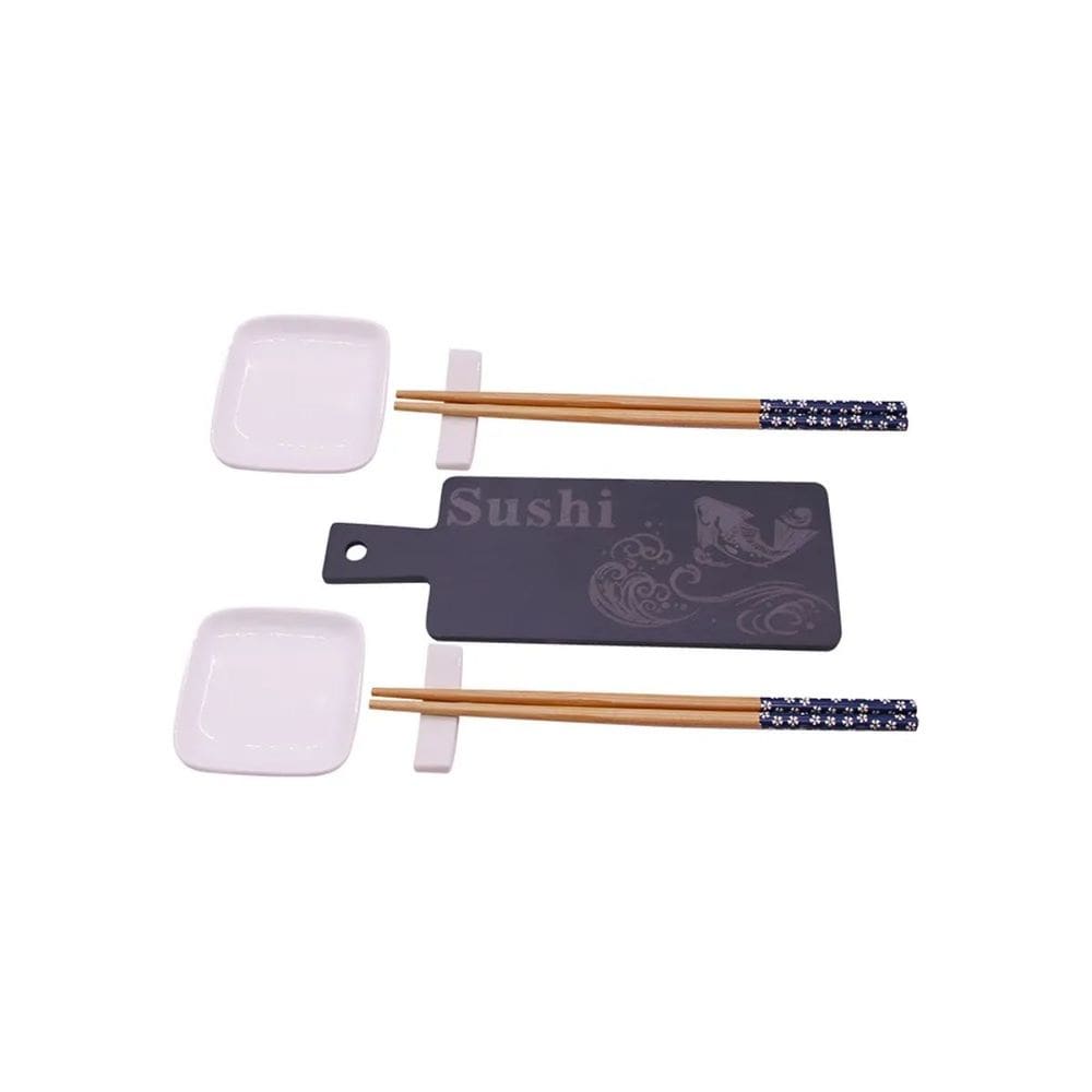 Kit Comida Japonesa Preto e Branco 7 Peças MM5010 BTC