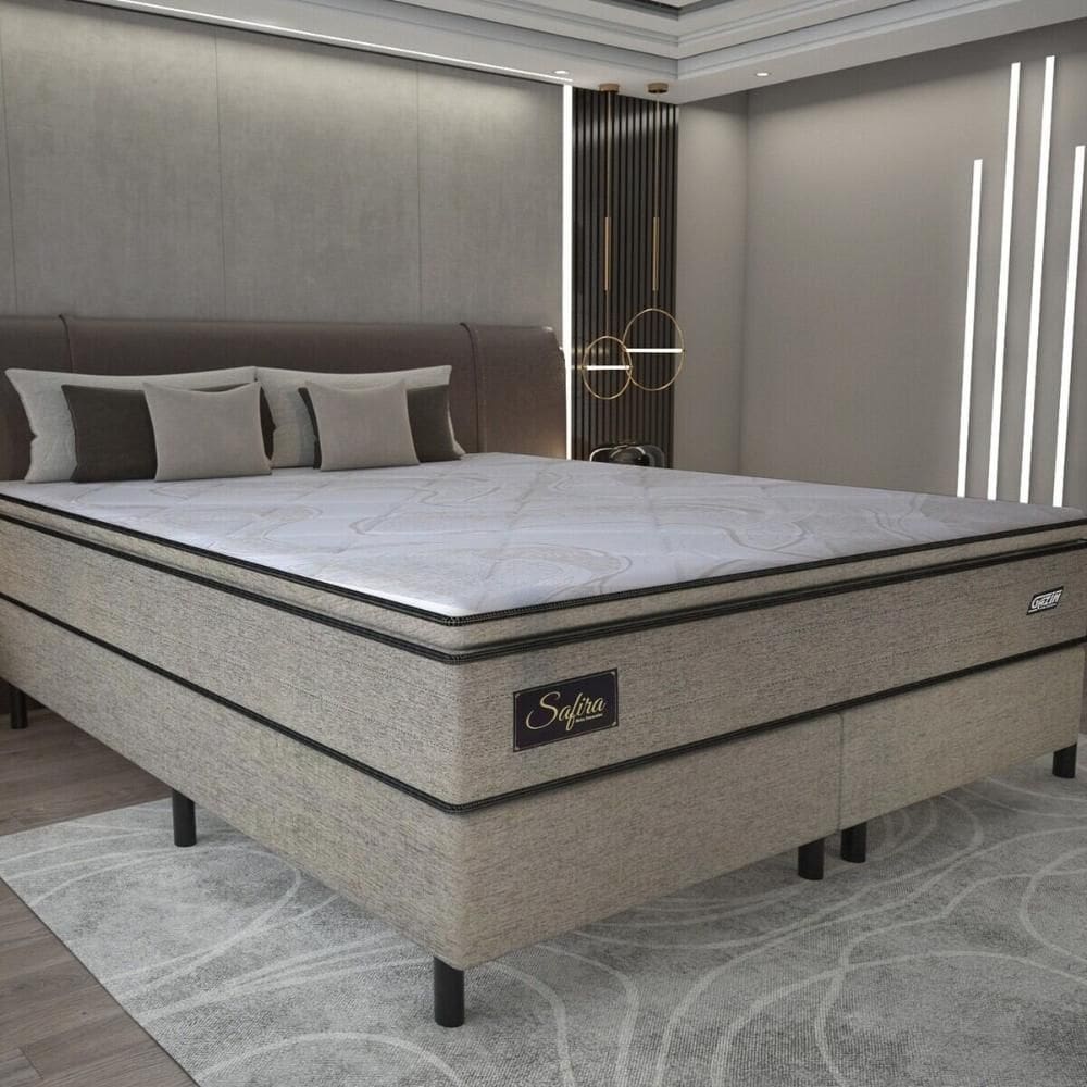 Cama Box Conjugado King com Colchão (193x67x203) Safira Gazin CR35347