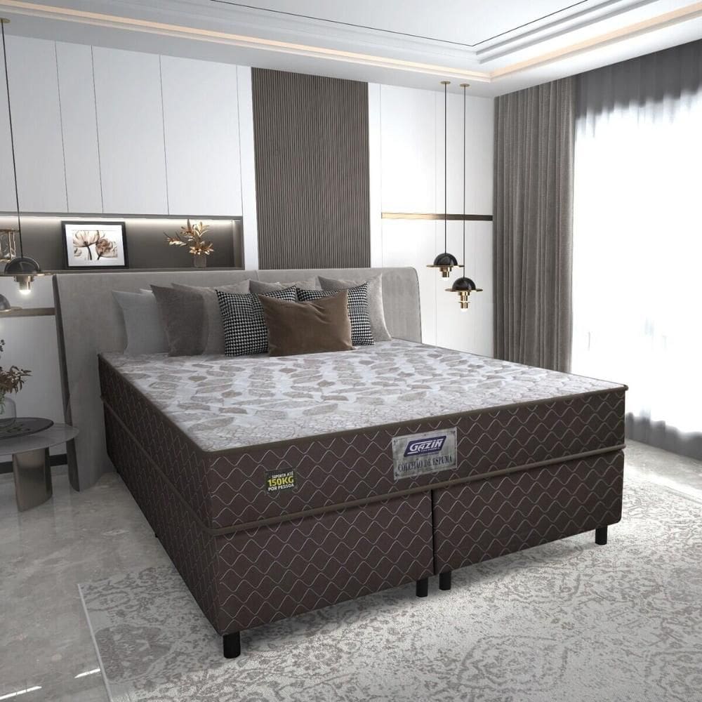 Cama Box Conjugado Queen com Colchão (158x57x198) Sonopro Gazin CR35337