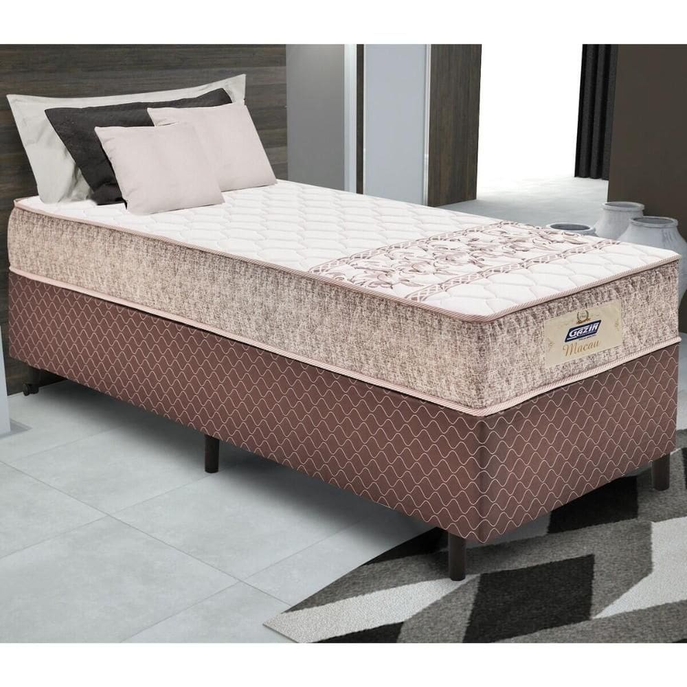 Cama Box Conjugado Solteiro com Colchão (88x59x188) Macau Gazin CR35360 Marrom