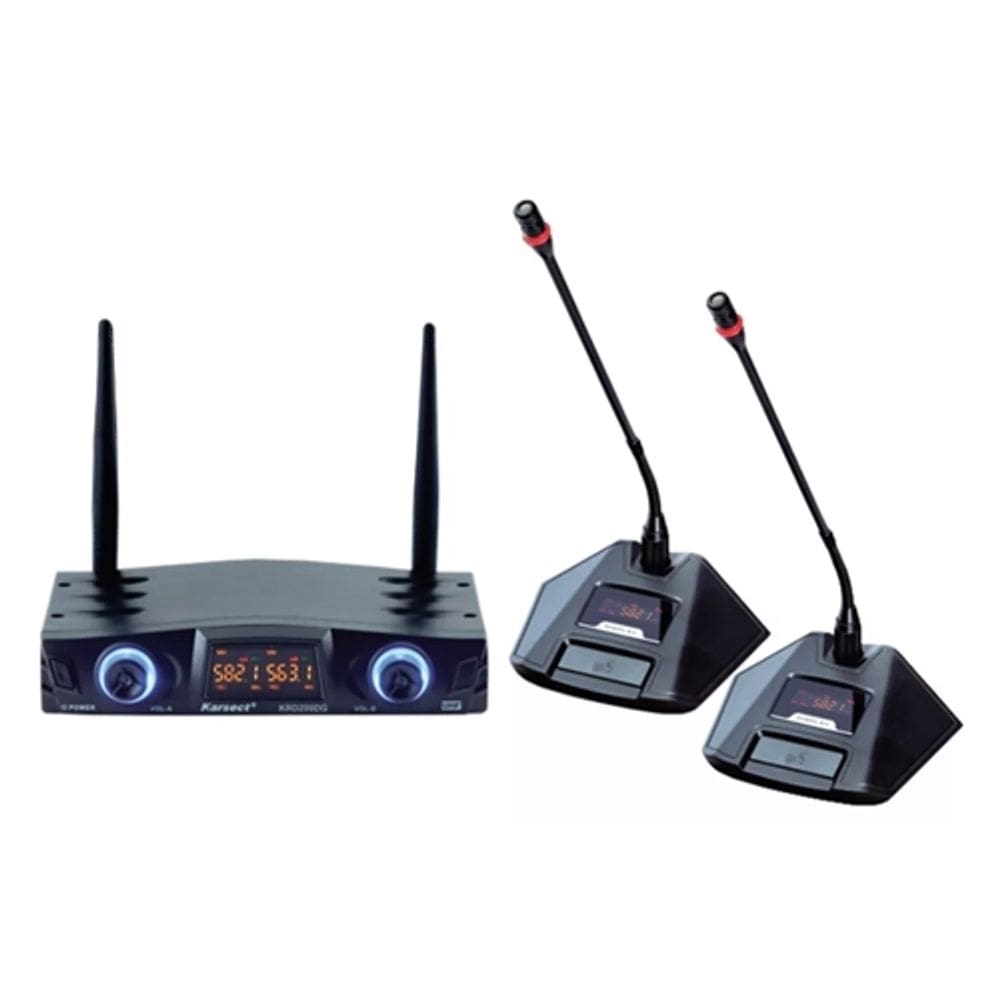 Microfone sem Fio Duplo de Mesa Karsect KRD200DG Gooseneck