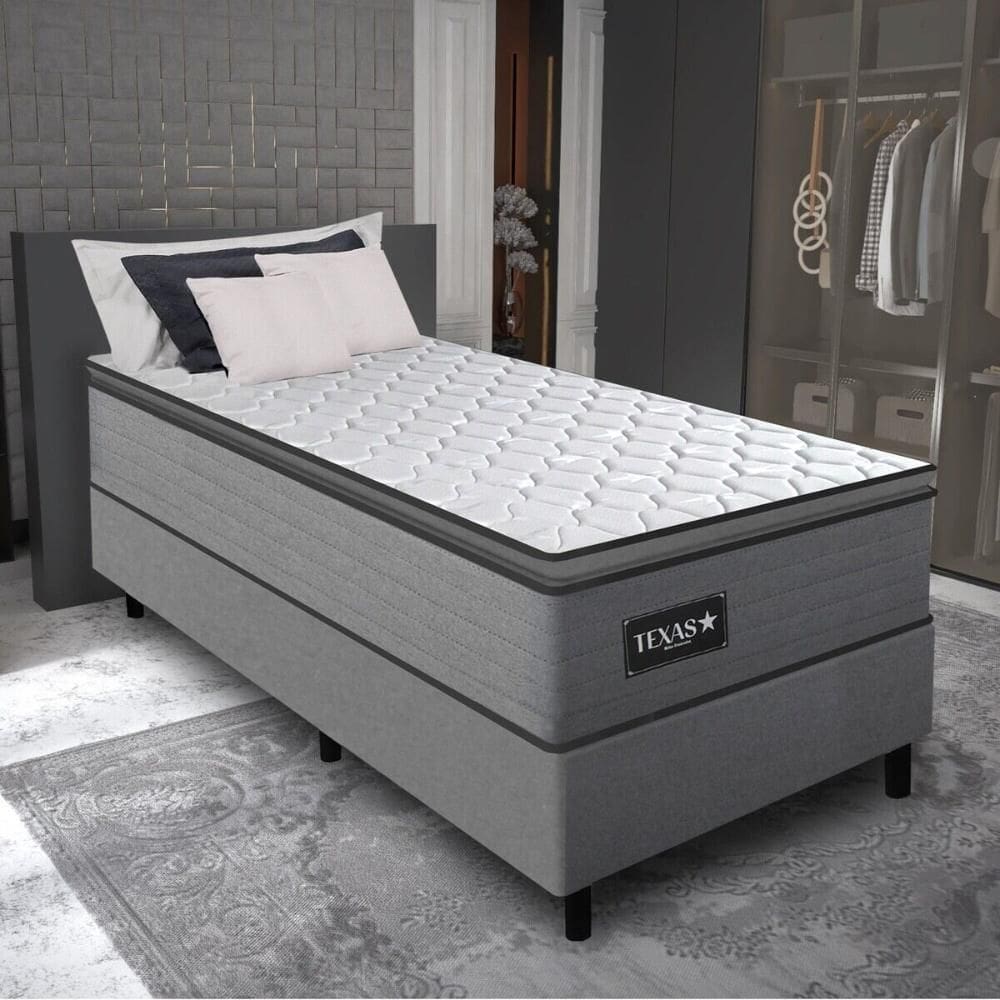Cama Box Conjugado Solteiro com Colchão (88x68x188) Texas Gazin CR35324 Grafite