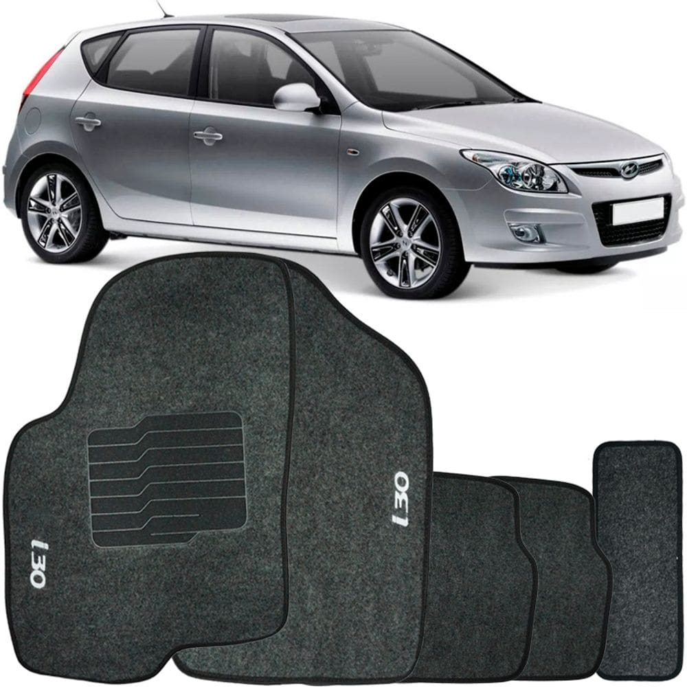 Jogo de Tapete Automotivo Carpete I30 2010 à 2012 Soft Logo Bordado 5 Peças