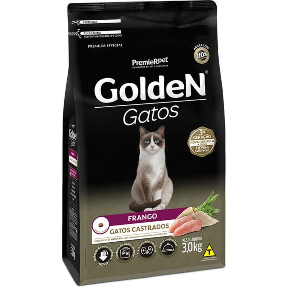 Golden Gatos Ad. Castr. Frango 3 Kg