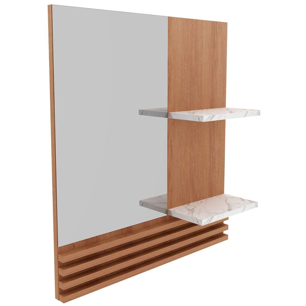 Espelheira para Banheiro 60 cm 2 Prateleiras Sâmia