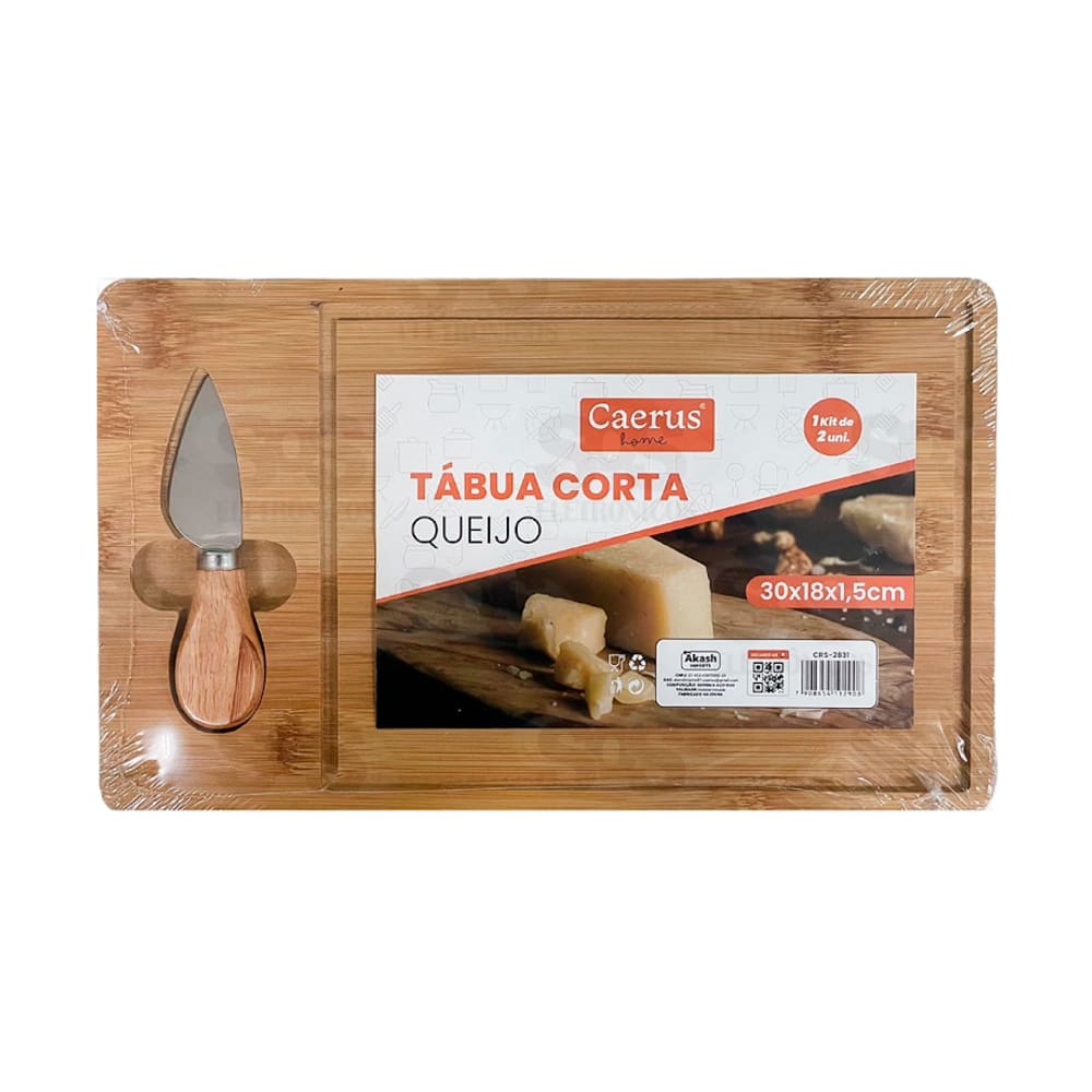 Tábua De Bambu Resistente Para Queijos Com Faca Inox