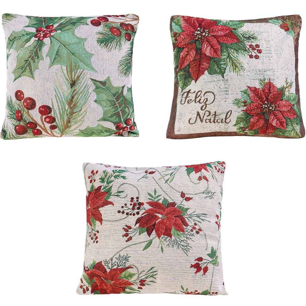 Kit 3 Capa de Almofada Decorativa Natalina 45x45cm