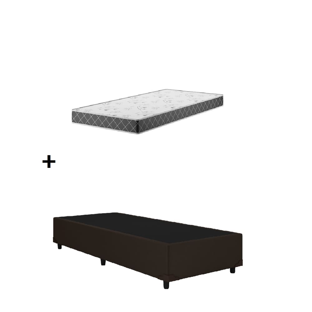 Cama Base Solteiro Marrom Colchão D20 88x188x12
