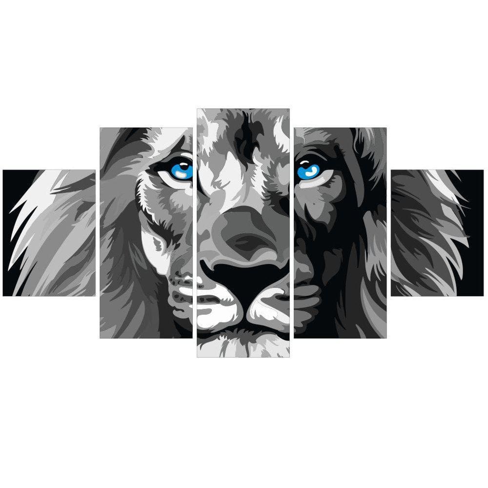 Quadros Decorativos Sala Leão De Judá Cinza - Olho Azul