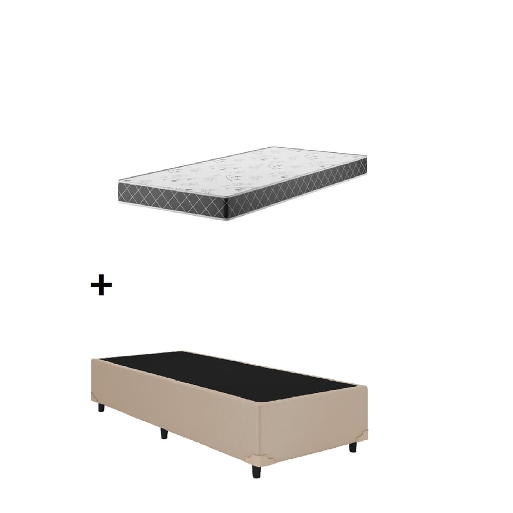 Cama Base Solteiro Bege Colchão D20 88x188x12