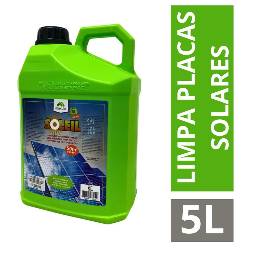 Produto Soleil Lavar Placa Solar Fotovoltaica 5L Concentrado Maxbio