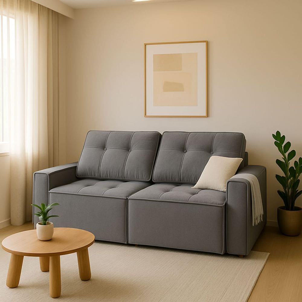 Sofá Retrátil Reclinável 2 Lugares Para Recepção Suede
