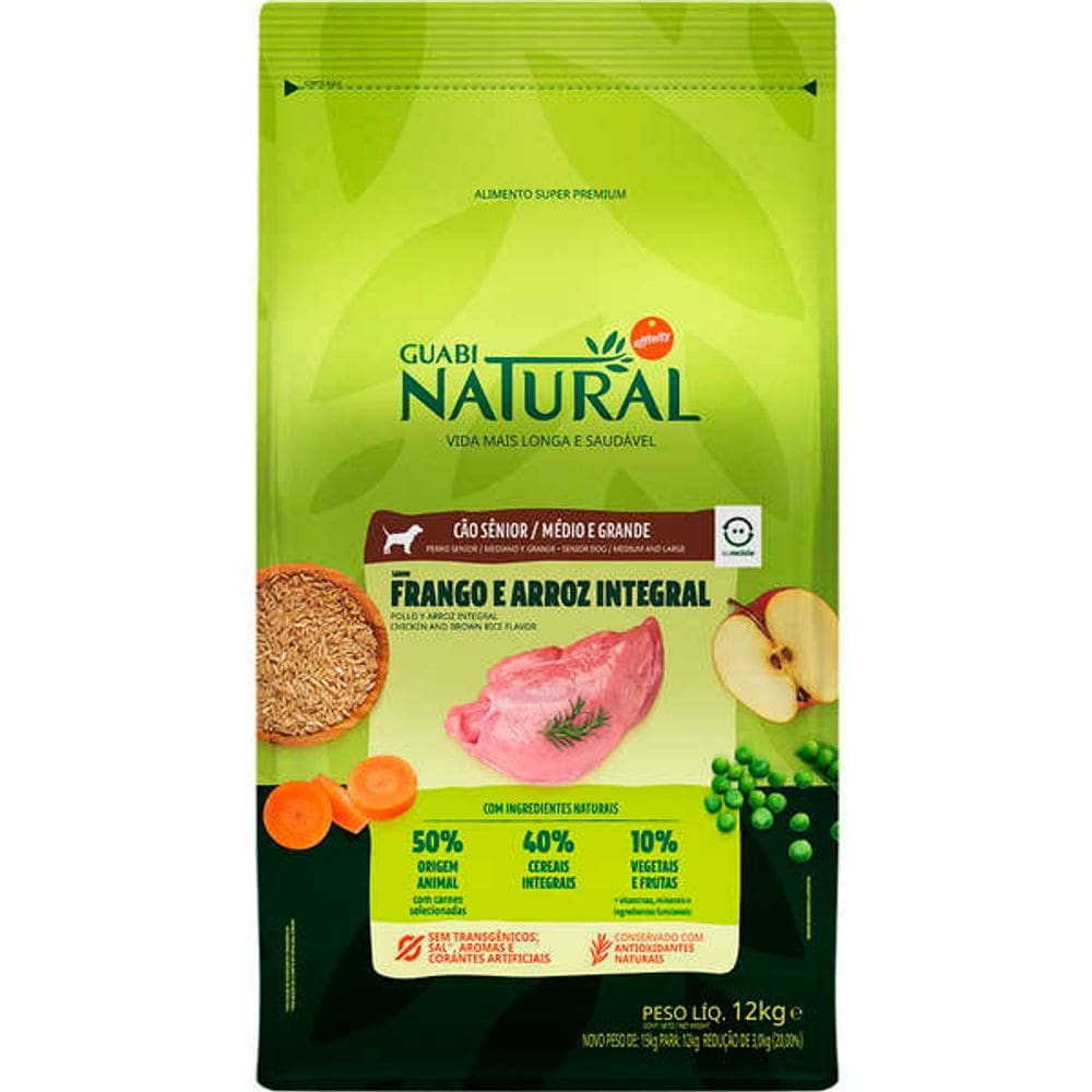 Guabi Natural Caes Senior Frango/Arroz 12Kg