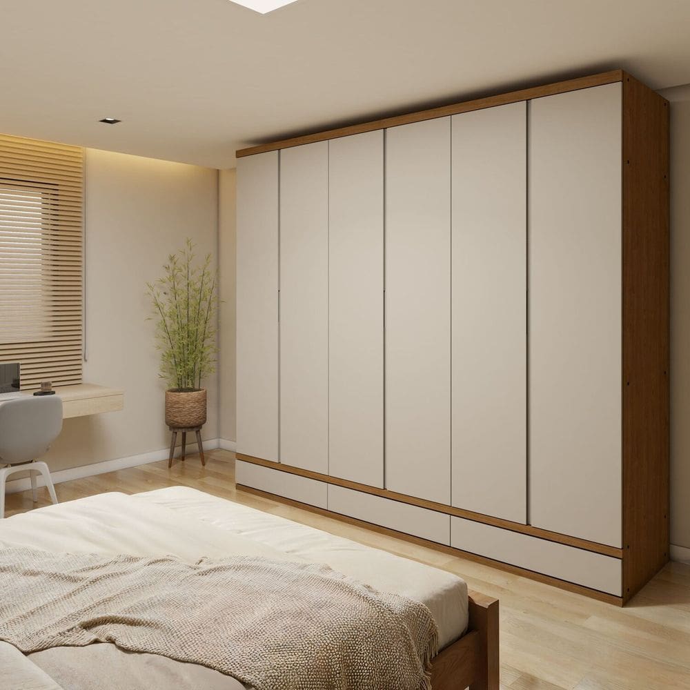 Guarda-roupa Casal 6 Portas 9 Gavetas Urbano Cedro/Off White