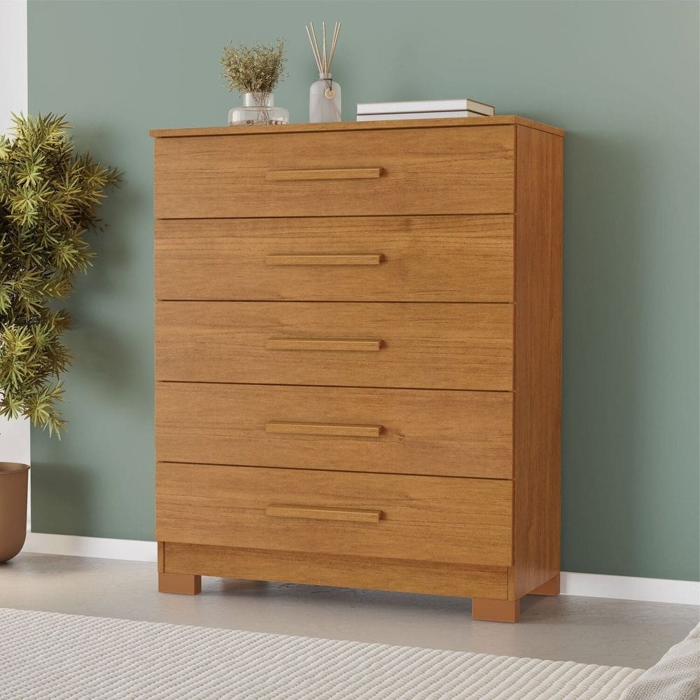 Cômoda para Quarto 5 Gavetas 82cm Cristina Cinamomo