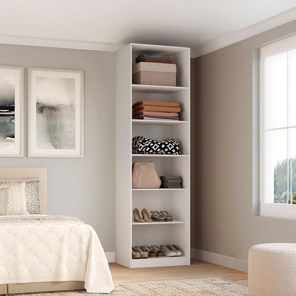 Módulo Closet sem Portas com Prateleiras e Cabideiros 90cm Altezza Branco