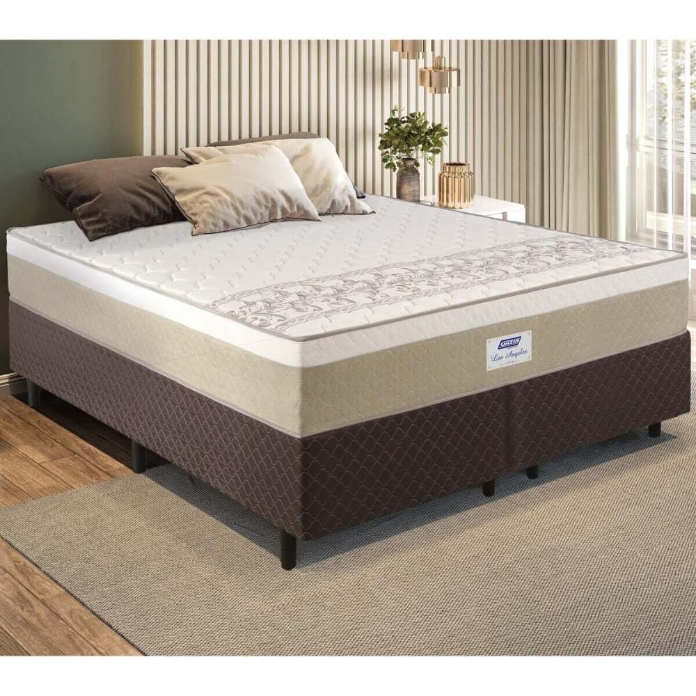 Cama Box Conjugado Queen com Colchão (158x62x198) Los Angeles Plus Gazin CR35329