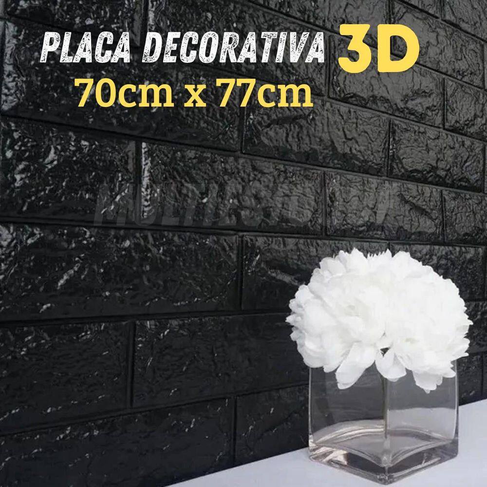 Placa Decorativa 3D Preta 70Cm X 77Cm