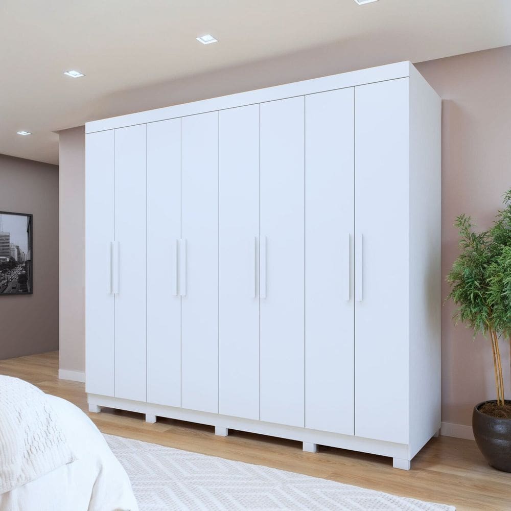 Guarda-roupa 8 Portas 4 Gavetas com Pé Andara Soft Branco