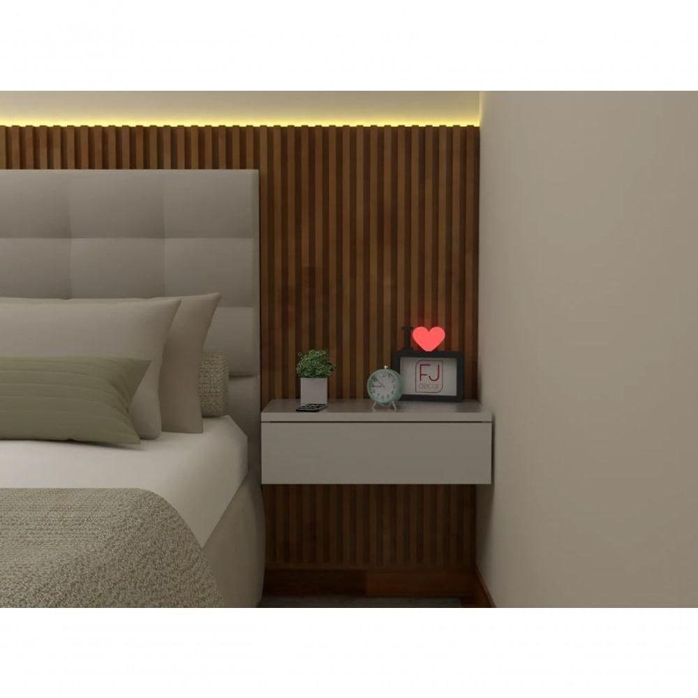 Mesa De Cabeceira 40cm Branco Off White Com Gaveta E Sem Pés