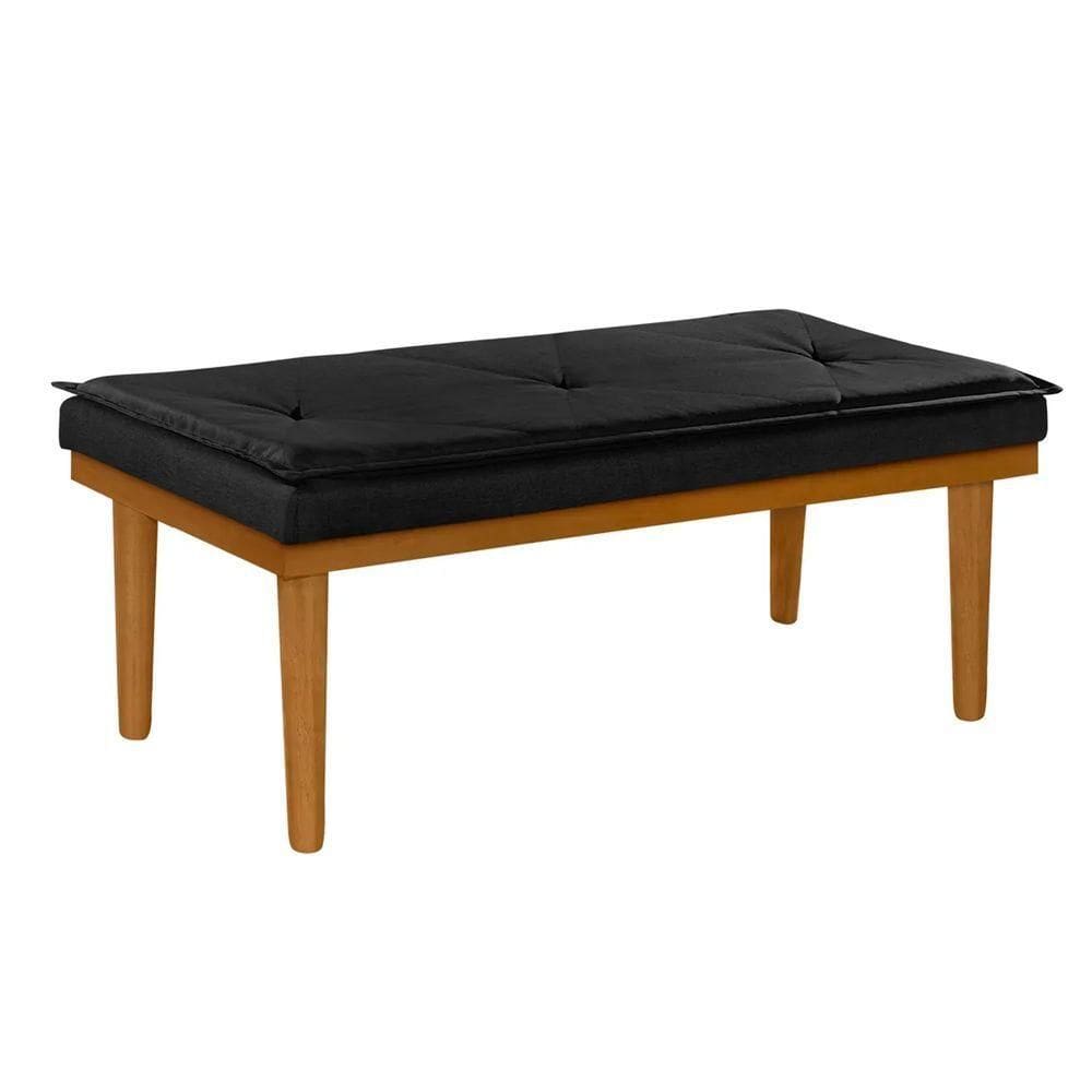 Banco Recamier Madri Pilow Linho Preto 1,00mts Lar & Estilo Preto