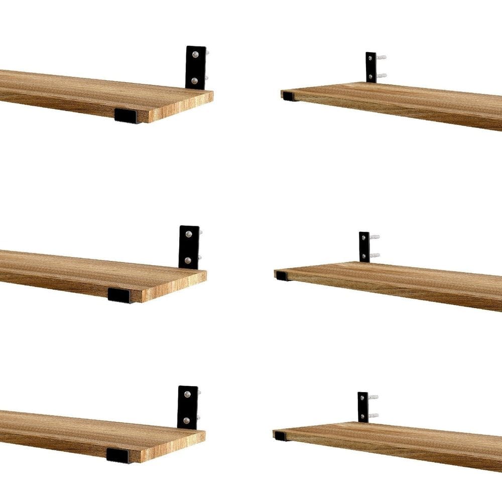 Kit 6 Prateleiras para Sala de Estar Invert 2080 Decore Mel/Preto