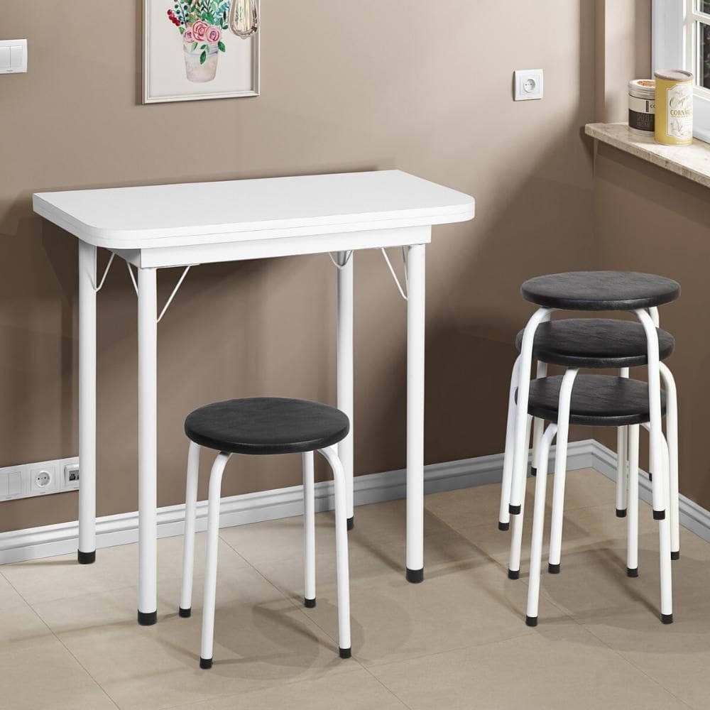 Conjunto Mesa de Jantar Dobrável 65,5cm com 4 Banquetas Multimóveis CR50141