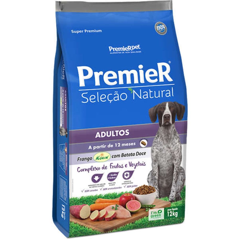 Premier Seleçao Natural Caes Ad.FR B. Doce 12 Kg
